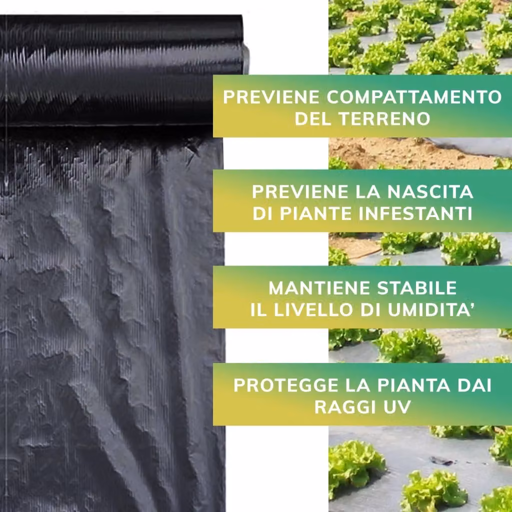 Telo pacciamatura nero ESTO per orto e giardino, Larghezza: 100 cm, Lunghezza: 1000 m – 2