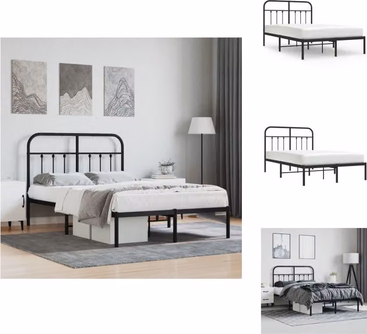 vidaXL Struttura letto con testiera in metallo nero 120x200 cm - Letti e strutture letto