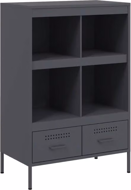 Credenza Buffet Antracite in Acciaio con Stile Industrial L: 68 cm, P: 39 cm, H: 101,5 cm