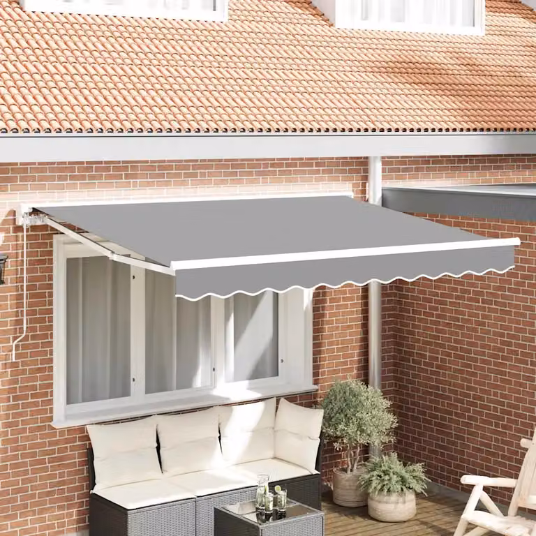 vidaXL Telaio per tenda da sole manuale in alluminio, Bianco, L: 3,5 m x P: 2 m