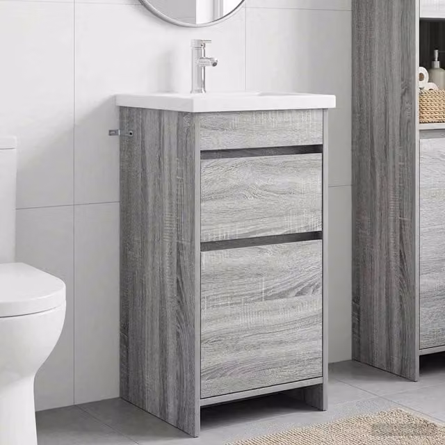 Mobile da bagno moderno vidaXL con lavabo in MDF grigio opaco L: 42 cm, P: 40 cm, H: 84,5 cm