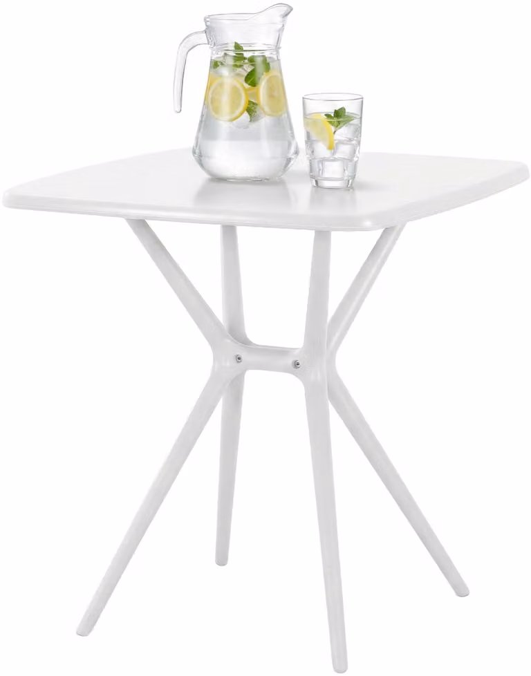 Tavolo da giardino quadrato Becky, 72 x 72 cm | Colore: Bianco | Dimensioni: 72x72x76 cm