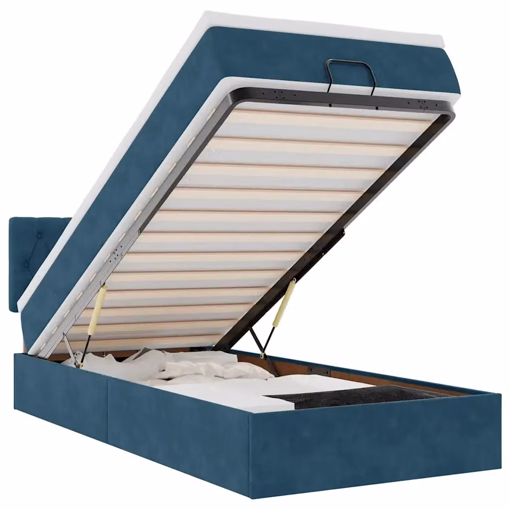 Pouf Letto con Materasso vidaXL in Velluto Blu con Illuminazione LED e Porta USB L/P/H: 80 x 200 x 45 cm – 2