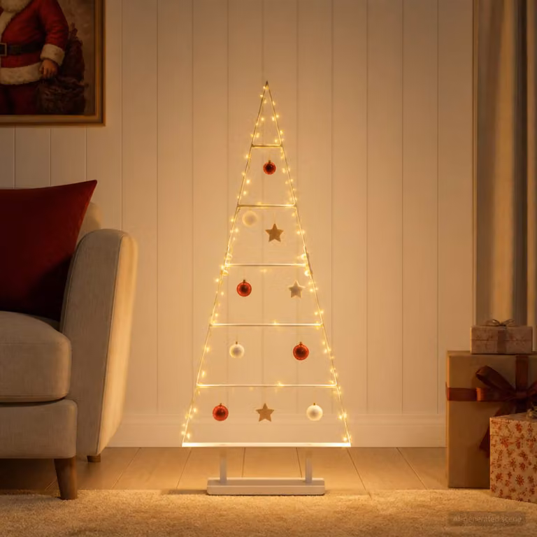 Albero di Natale moderno in metallo vidaXL KUOPIO, colore bianco, Altezza: 90 cm