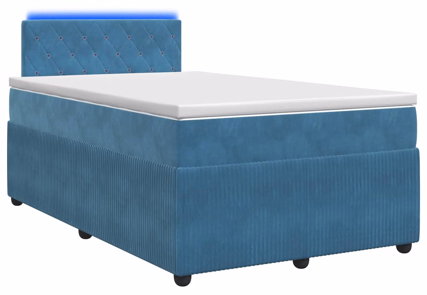Letto a molle con materasso con testata blu 120 x 190 cm in velluto