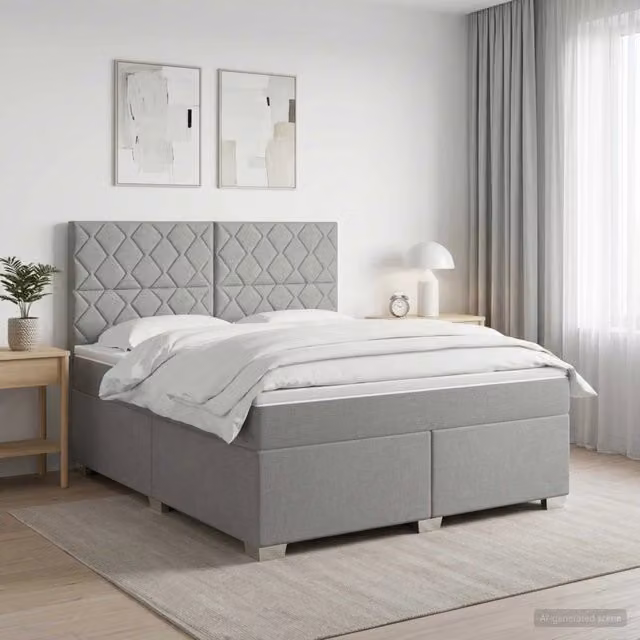 Letto box spring con materasso ibrido vidaXL Grigio Chiaro e Bianco L/P: 180 x 200 cm – 1