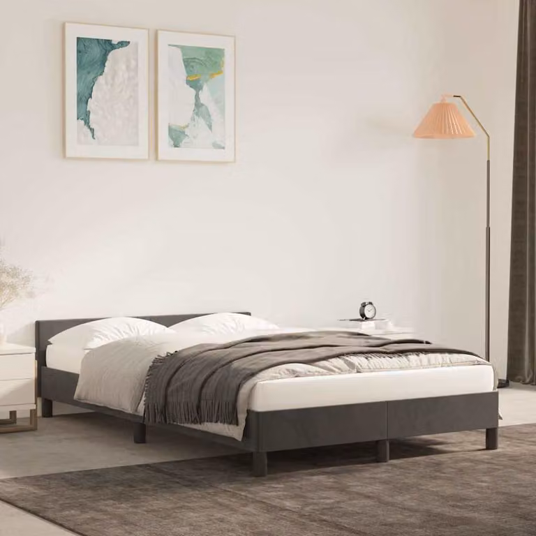 vidaXL Giroletto imbottito in velluto grigio senza materasso L/P/H: 120 x 200 x 126 cm