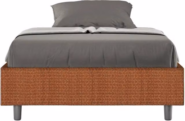 Letto Sommier 1 Piazza e Mezzo Azelia Labirinto 04 GIORDANOSHOP con Contenitore e Rete, Arancione, L: 120 cm, P: 210 cm