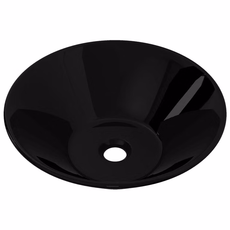 Lavandino da bagno in Vetroceramica nera rotondo