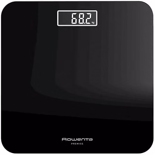 Bilancia pesapersone elettronica digitale Rowenta Premiss BS1800 nera con display e base in vetro