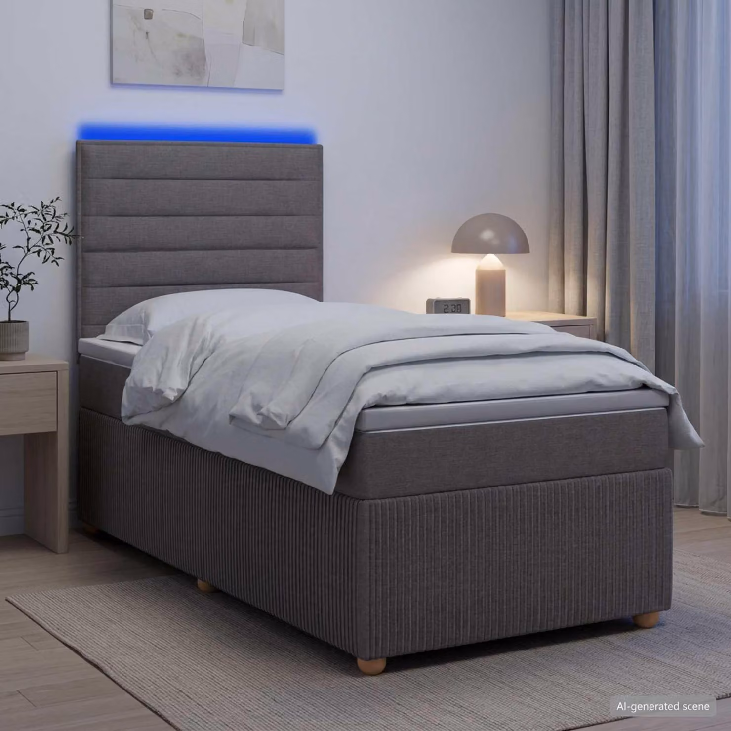 Maison Exclusive - Letto boxspring a LED con materasso color taupe 90 x 190 cm in tessuto