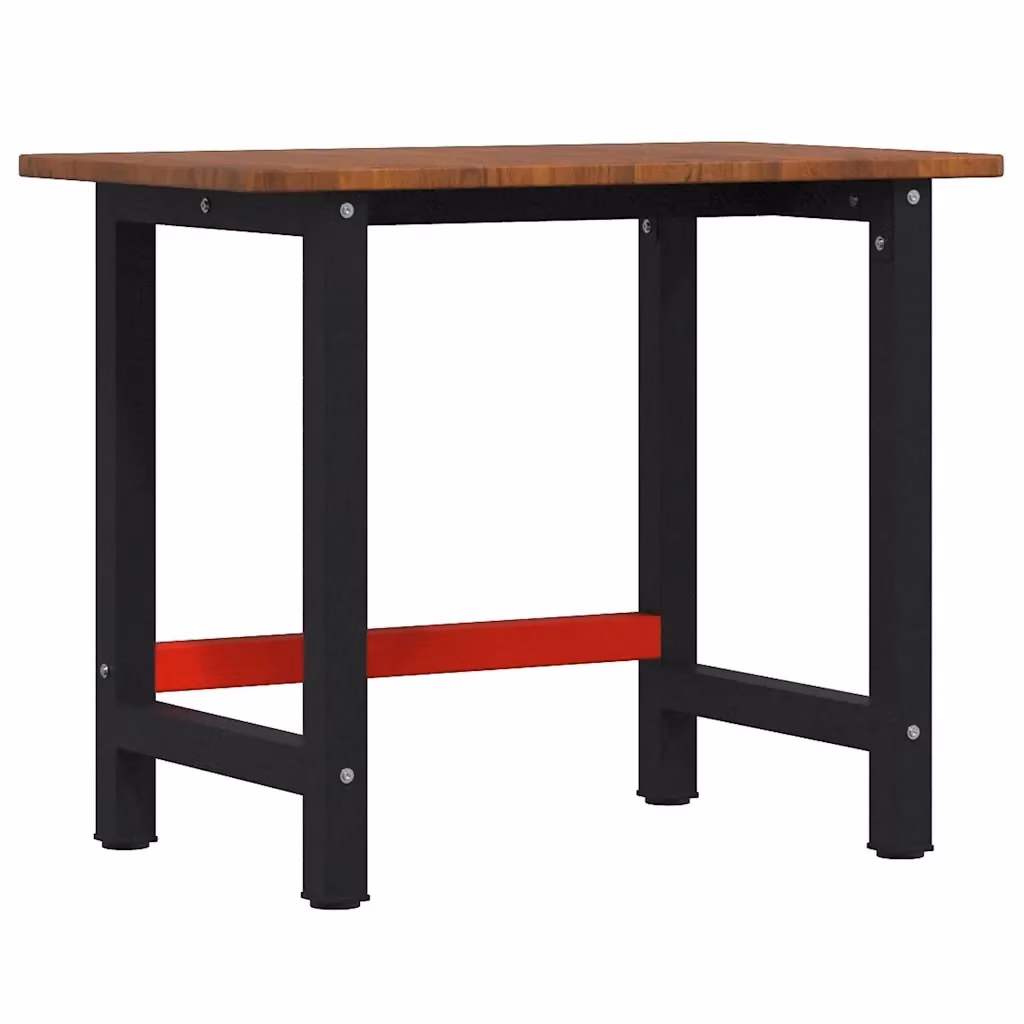 Banco da lavoro vidaXL in legno di rovere e metallo, marrone, L 100 cm x P 60 cm x H 81,5 cm – 2