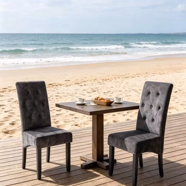 Set da 2 sedie imbottite REDOM in velluto nero con schienale alto e gambe in legno laccato con motivo geometrico – 1