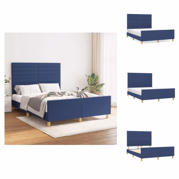vidaXL Struttura letto con testiera in tessuto blu 140x190 cm - Letti e strutture letto