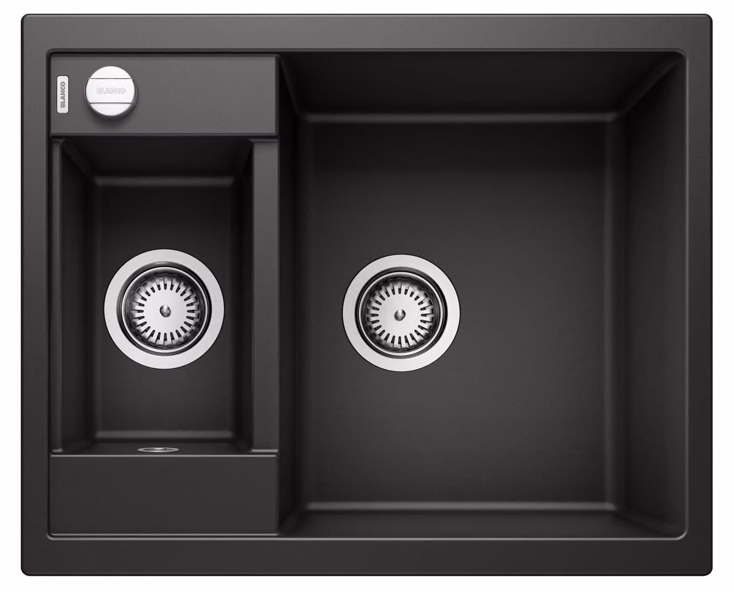 Lavello in Silgranit nero, da incasso, 60 cm, con sifone