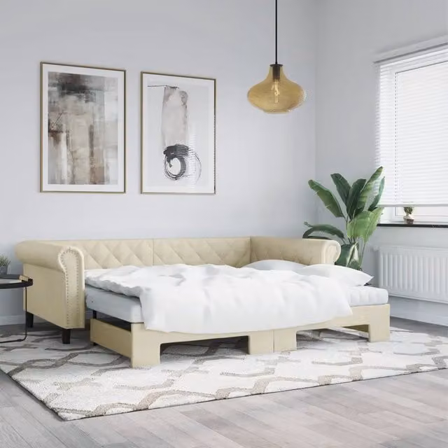 Divano Letto Moderno vidaXL in Similpelle Beige per Soggiorno e Camera da Letto
