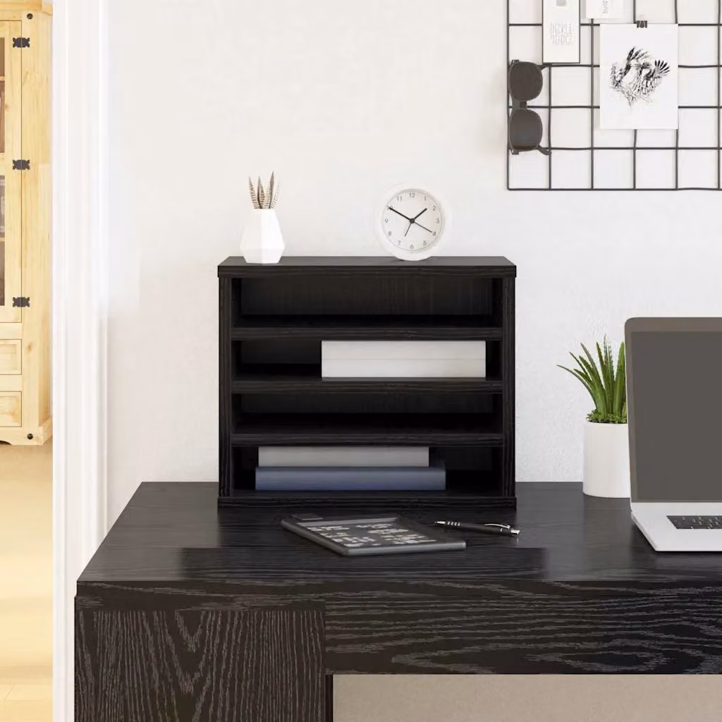 Organizzatore da scrivania vidaXL in legno nero, L 36 cm x P 26 cm x H 29,5 cm