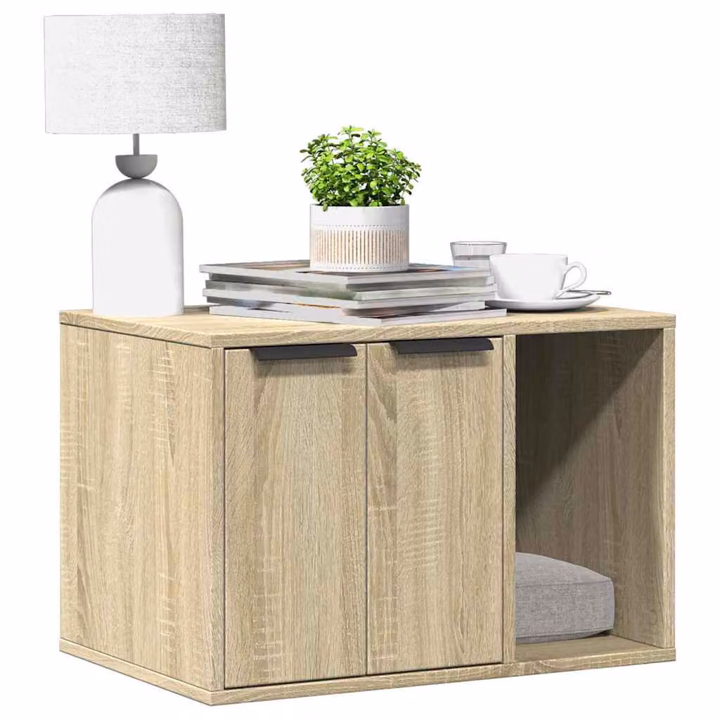 Recinto per lettiera per gatti vidaXL in truciolato color rovere sonoma L: 60 cm, P: 40 cm, H: 40 cm