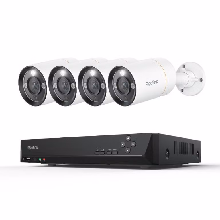Reolink RLK8-1200B4-A, sistema di sorveglianza per esterni da 12MP, telecamera di sicurezza 4X PoE e NVR 8CH 2TB HDD, Spotlight, rilevamento persone/auto, audio bidirezionale