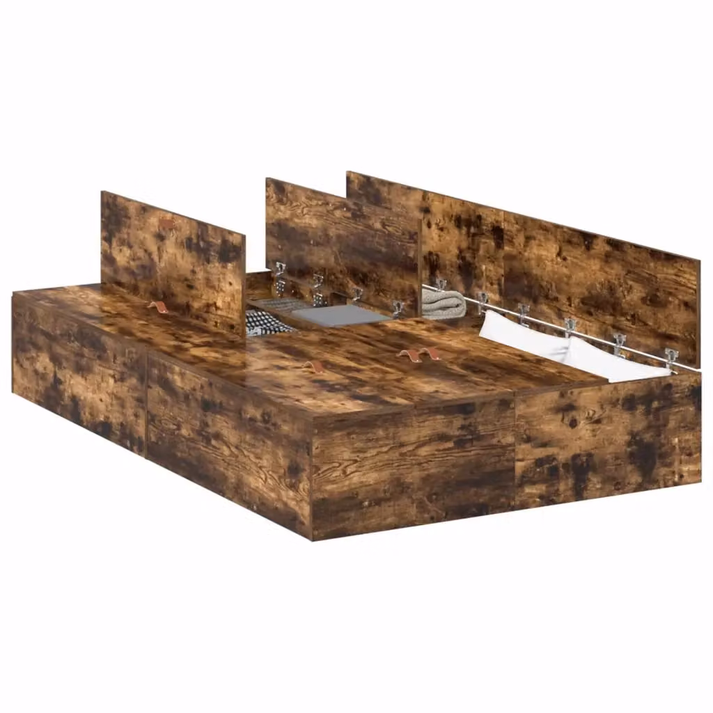 Letto con contenitore moderno vidaXL in legno di pino color marrone L/P: 120 x 190 cm – 2
