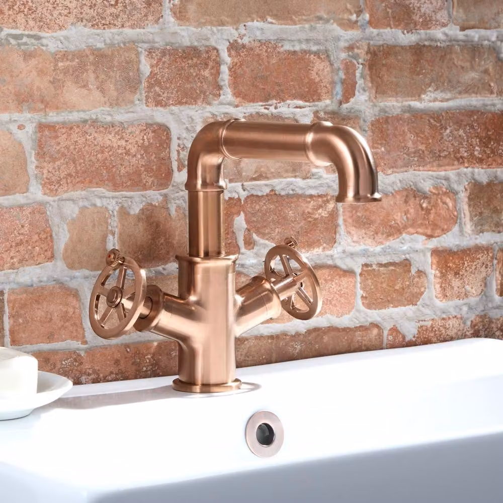 Miscelatore Monoforo per Lavabo in Stile Industriale - Rame Satinato