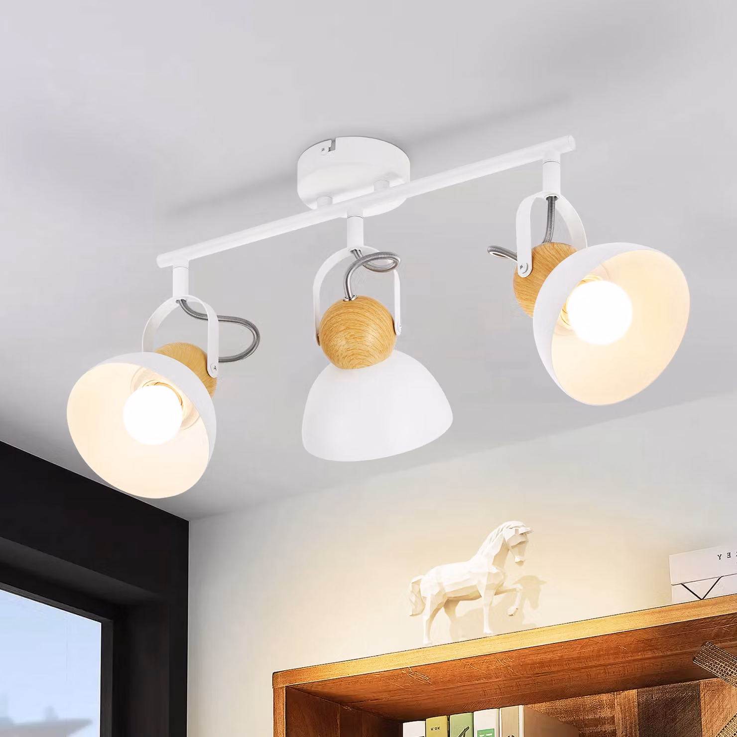 ZMH faretto da soffitto bianco vintage 3 fiamme retrò faretto da soffitto E27 lampada da cucina orientabile 350° metallo industriale plafoniera da interno per cucina ingresso corridoio soggiorno camera da letto