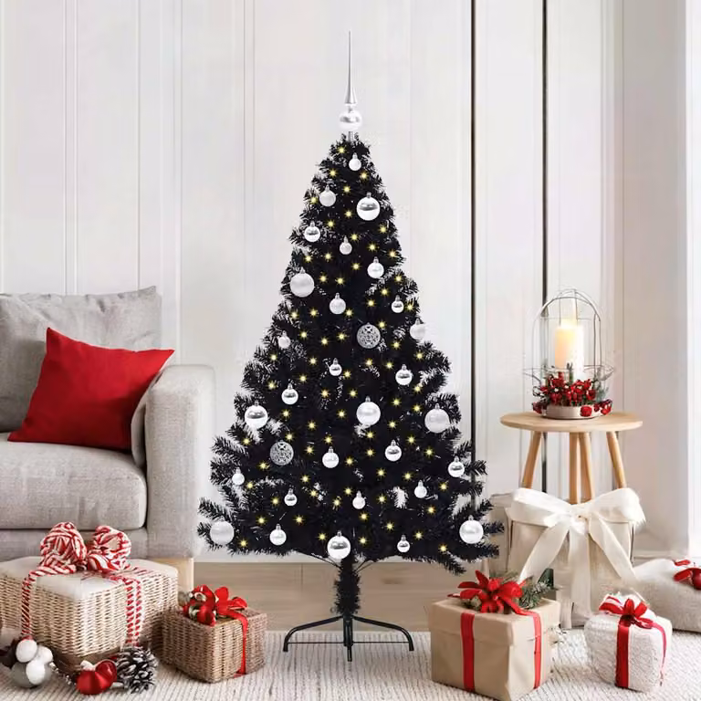 Maison Exclusive - Albero di Natale artificiale preilluminato Nero 150 cm PVC