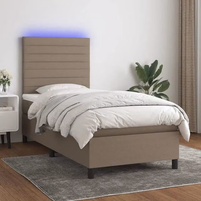 Letto a molle con materasso vidaXL in tessuto con illuminazione LED e porta USB, L/P: 100 x 200 cm – 1