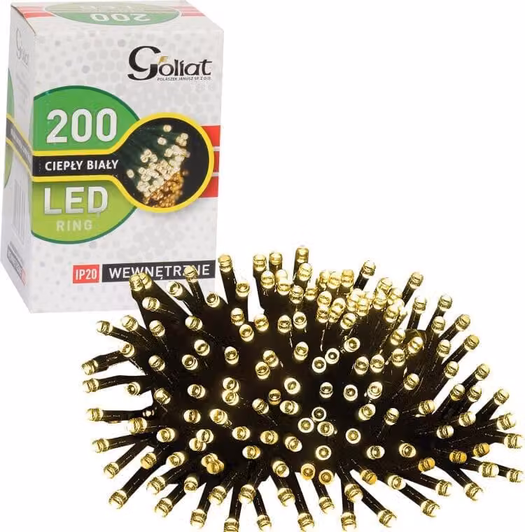Luci per albero di Natale 200 LED con diodi a risparmio energetico, colore bianco caldo, per interni, ad anello, conformi agli standard UE