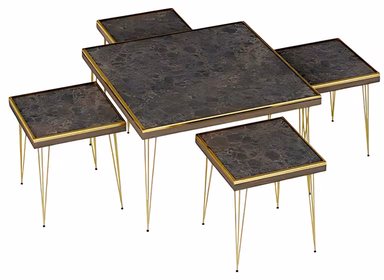 Wohnzimmer-Set in Schwarz aus hochwertigem MDF und Edelstahl