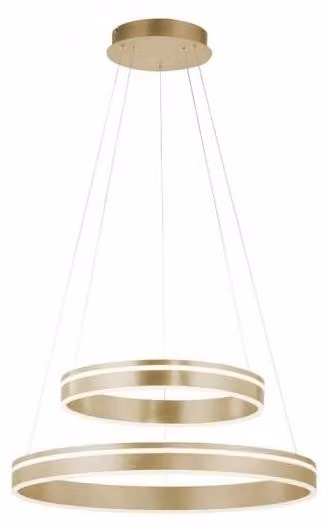 Paul Neuhaus Lampada a sospensione LED Smart Home Q VITO ottone opaco rotondo doppio anello telecomando ottone opaco soggiorno, sala da pranzo, cucina 8420-60, 8420-55, 8420-13