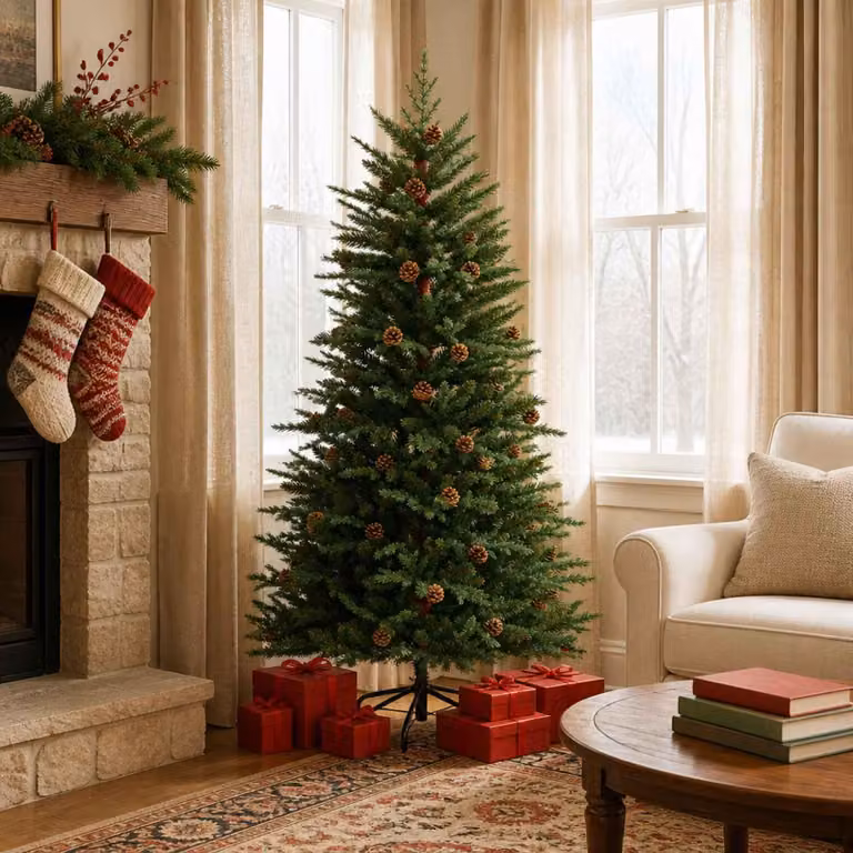 Albero di Natale artificiale pieghevole, 150 cm, in PE e PVC, colore verde