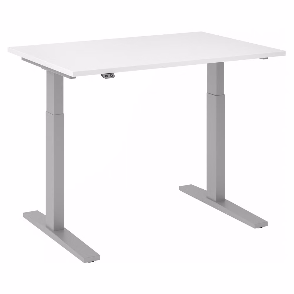 Scrivania regolabile in altezza XMKA | 2 motori | 120-180 cm | elettrica | bianca, colore telaio:argento, dimensioni piano d'appoggio:120 x 80 cm