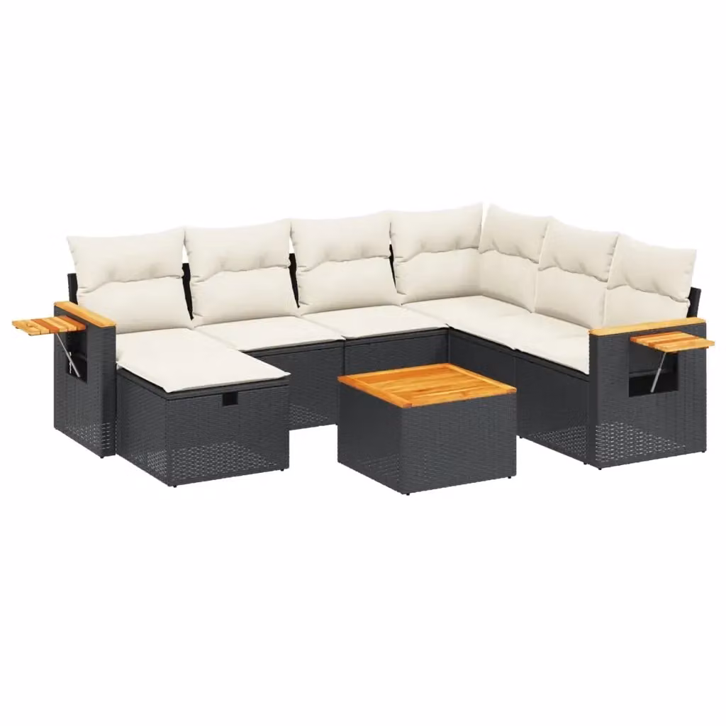 vidaXL Set Divani da Giardino a L con 8 Pezzi in Polyrattan Nero e Cuscini Imbottiti con Rivestimenti Rimovibili – 2