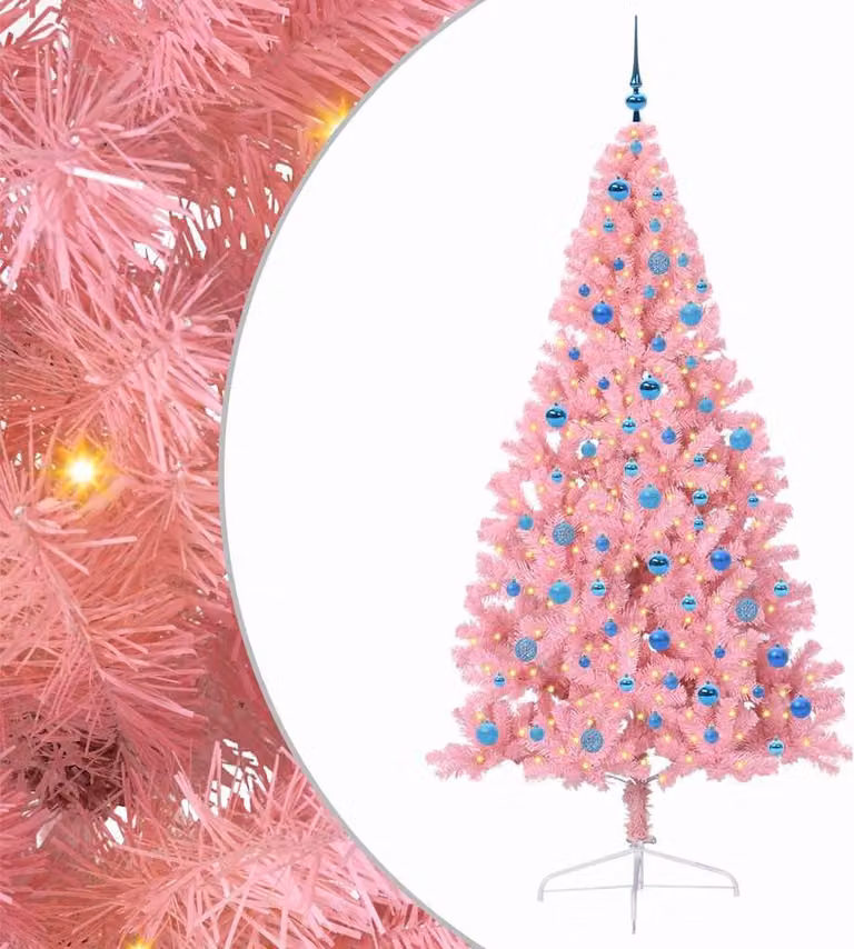 Albero di Natale artificiale con luci integrate Rosa 240 cm PVC