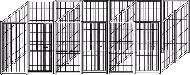 Set di 3 recinti uniti per cani SIDERBOX in metallo zincato nero L/P/H: 200 x 200 x 180 cm