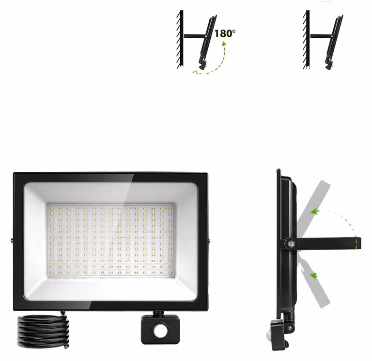 Faretto a LED, sensore di movimento, impermeabile, 200W, 6500K, 1 pezzo