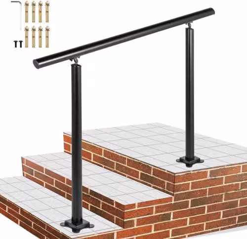 Corrimano per scale esterne VEVOR in alluminio nero, regolabile da 0 a 60 gradi, lunghezza 86,4 cm