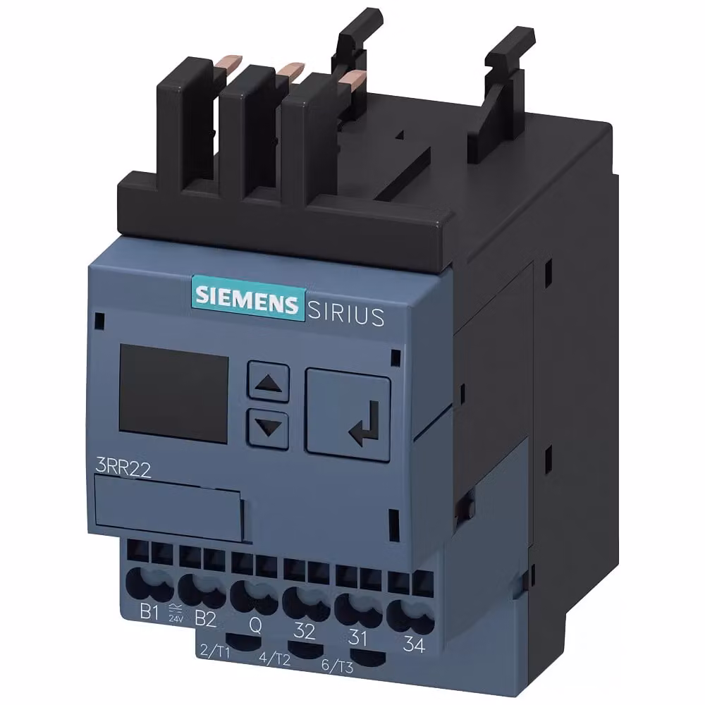 Relè di monitoraggio Siemens montabile su contattore 3RT2, serie S00 Standard, 1,6-16 A 3RR22412FA30