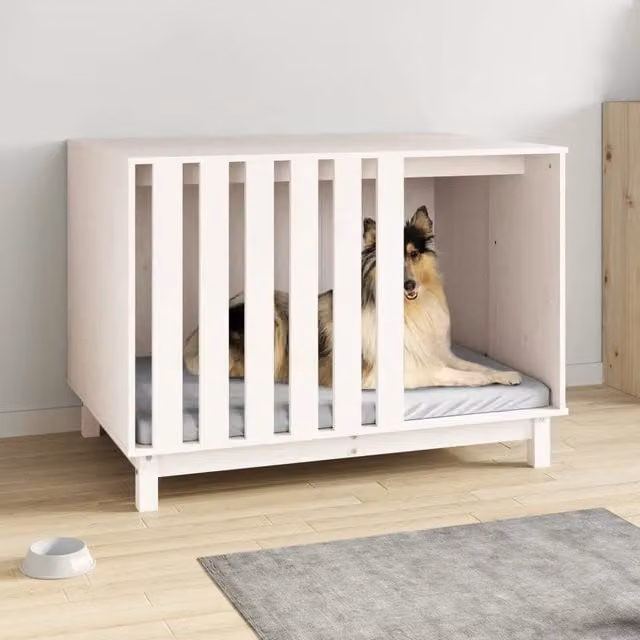 Casetta per cani VIDAXL in legno di pino bianco L: 100 cm, P: 70 cm, H: 72 cm