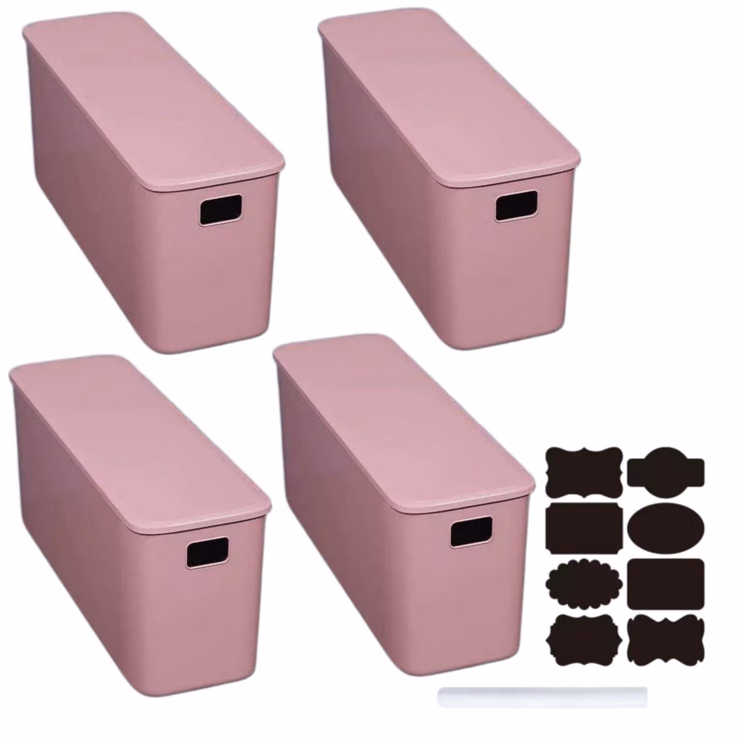 Set di 4 contenitori in plastica impilabili con coperchio