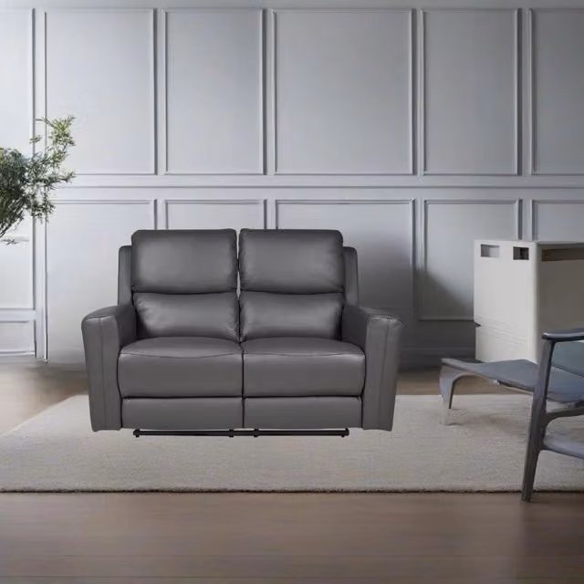 Divano recliner elettrico Claus a 2 posti in vera pelle Effezeta Italia colore grigio – 1