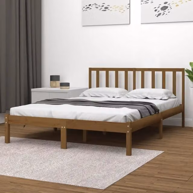 Giroletto Ambra VIDAXL in legno di pino marrone senza materasso L/P: 200 x 200 cm – 1