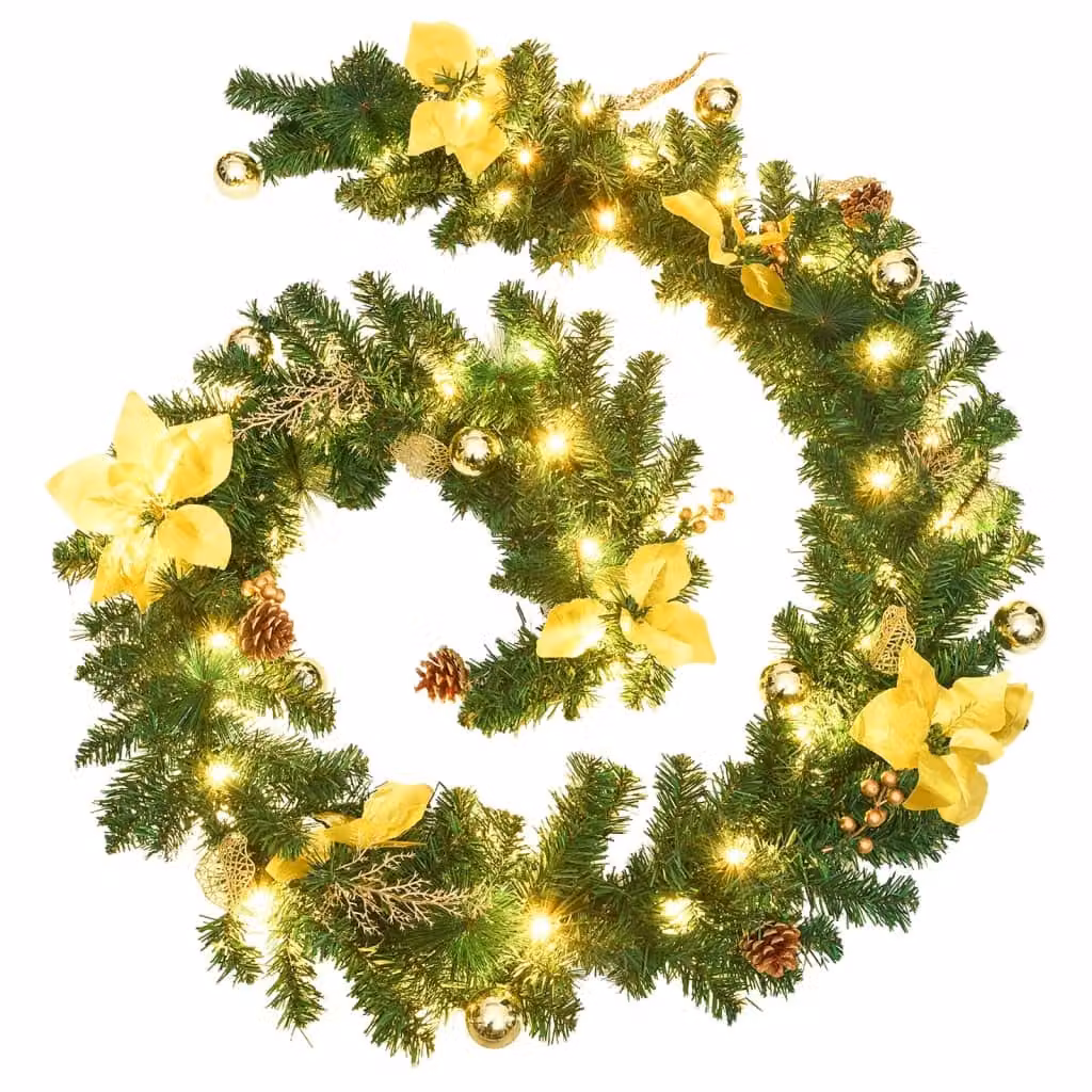 The Living Store Ghirlanda natalizia con luci LED verde 2,7 m PVC