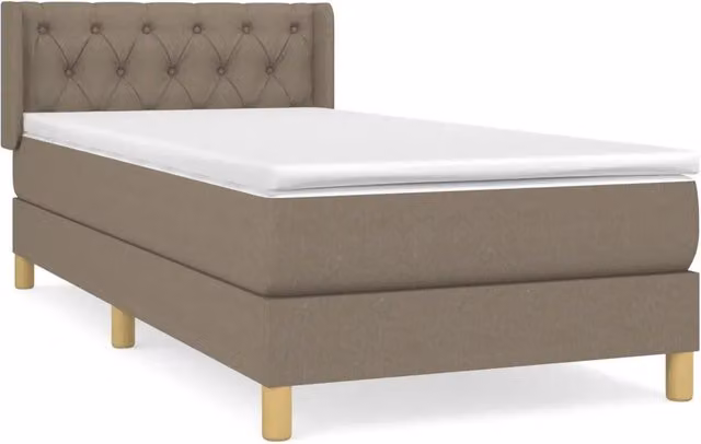 Letto singolo | Letto per adulti | Giroletto a Molle con Materasso Tortora 80x200 cm inTessuto
