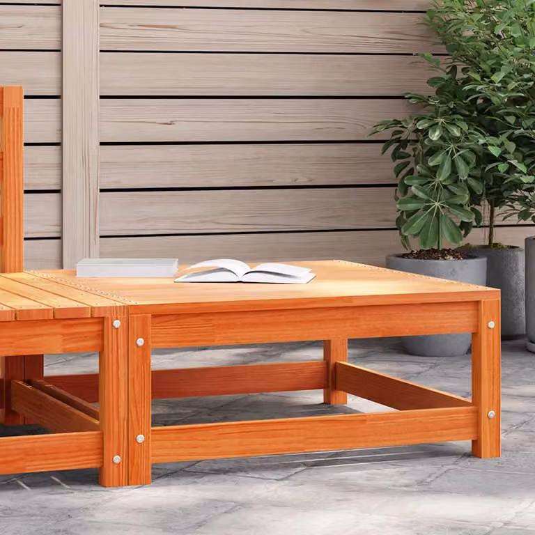 Poggiapiedi da giardino vidaXL in legno di pino massello color marrone cera L/P/H: 70 x 70 x 30 cm