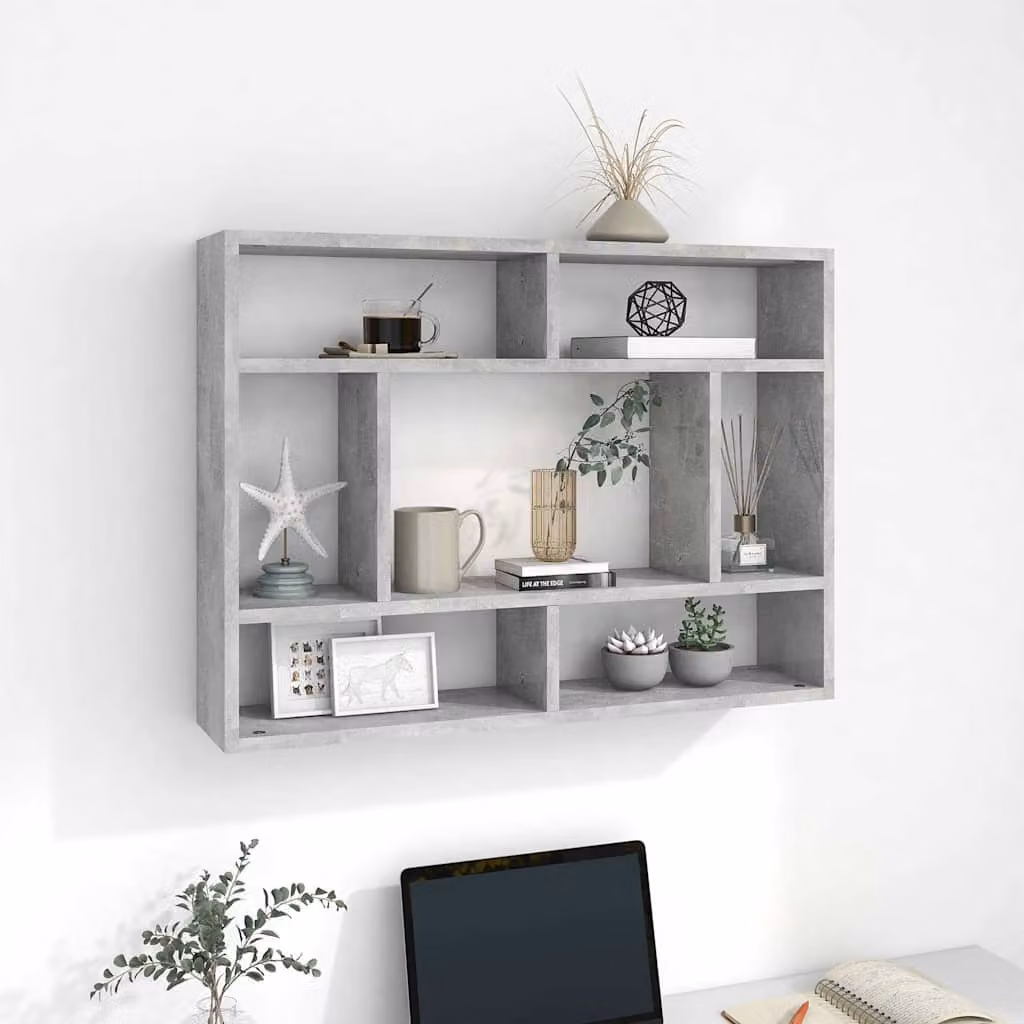 Scaffale a Parete Moderno vidaXL in Legno e MDF Grigio L: 75 cm, P: 16 cm, H: 55 cm