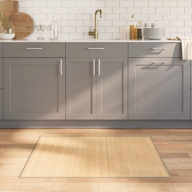 Tappeto rettangolare moderno vidaXL in bambù e polipropilene, colore beige, L 80 cm x P 100 cm