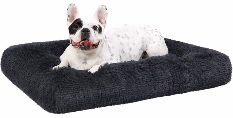 Cuccia per cani, lavabile, in peluche, adatta a cani di piccola e media taglia, colore grigio scuro, dimensioni 76x52 cm