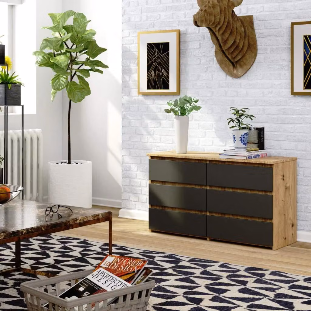 Cassettiera stretta VALESTRA - rovere artisan / grigio scuro